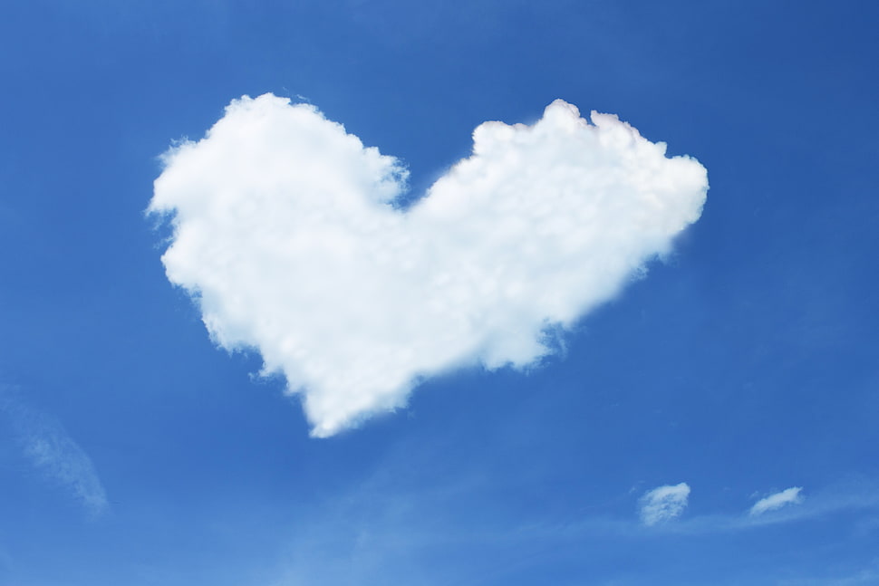 white heart cloud HD wallpaper