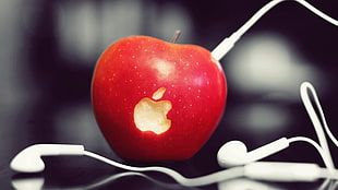 apple fruit and earphones