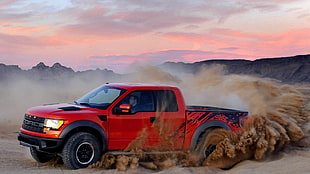 red and black Ford extended cab truck, car HD wallpaper