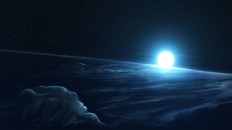 moon and planet digital wallpaper, cold, space, Starkiteckt HD wallpaper