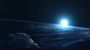 moon and planet digital wallpaper, cold, space, Starkiteckt