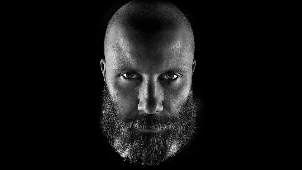 bearded man grayscale portrait photo HD wallpaper