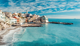 buildings beside body of water illustration, Italy, beach, sea, building