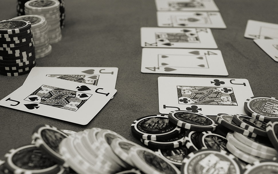 Poker chips with playing cards HD wallpaper