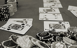 Poker chips with playing cards