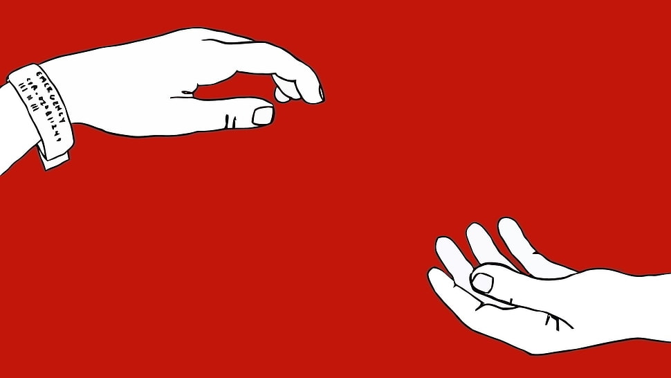 person's hands illustration, The Antlers, Hospice, minimalism, red HD wallpaper