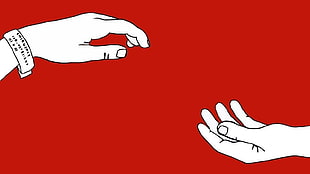 person's hands illustration, The Antlers, Hospice, minimalism, red