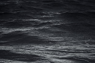 black and gray area rug, sea, waves, monochrome, nature