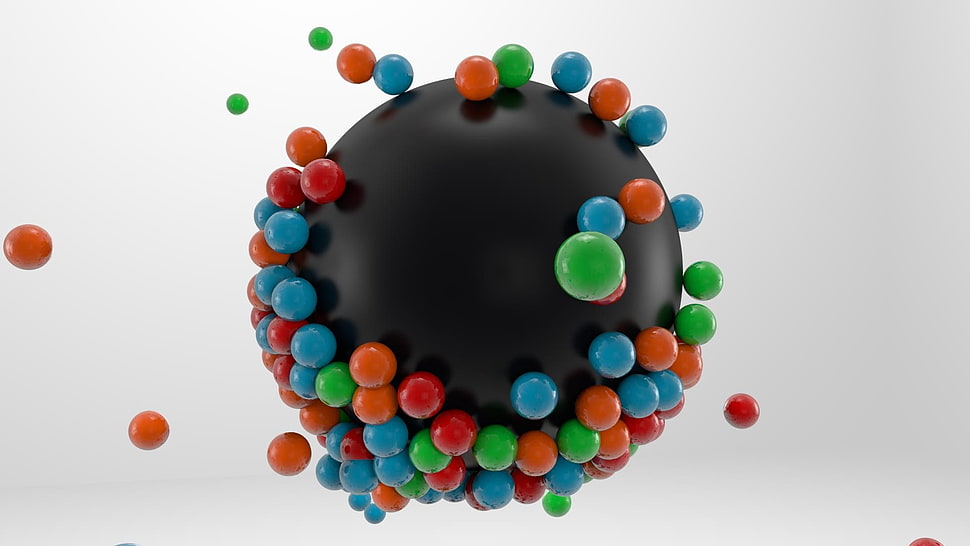 blackk and multicolored balloons, abstract, sphere HD wallpaper