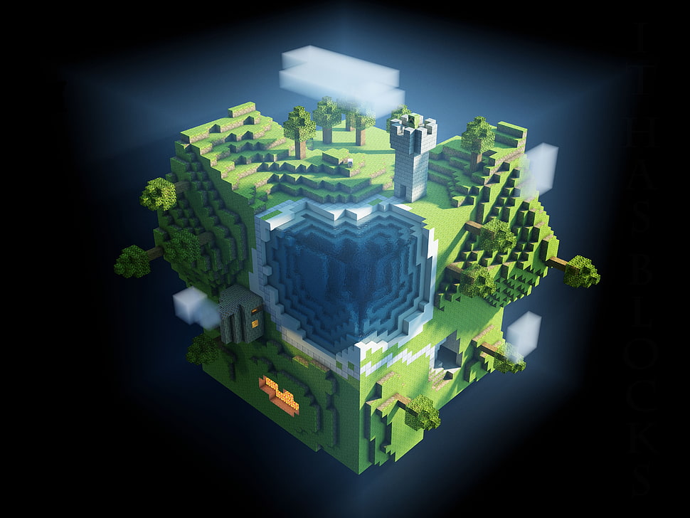 Minecraft world illustration HD wallpaper