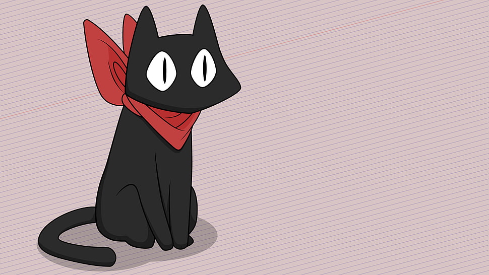 black cat with red scarf character, Sakamoto, Nichijou HD wallpaper