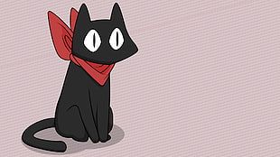 black cat with red scarf character, Sakamoto, Nichijou