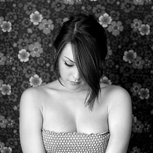 Imogen Dyer, monochrome, women, bare shoulders HD wallpaper