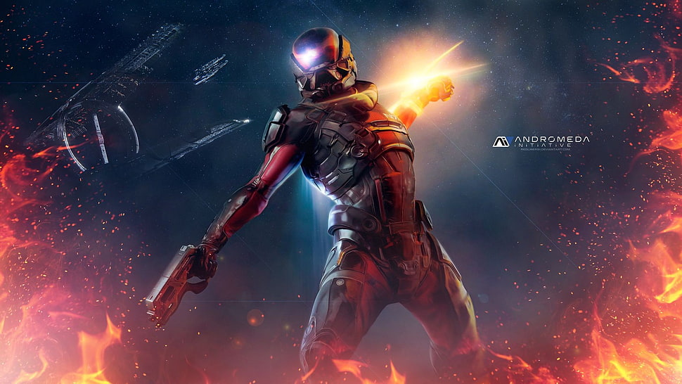robot man graphic wallpaper, Andromeda Initiative, Mass Effect: Andromeda, Mass Effect, Ryder HD wallpaper