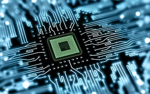grey and green computer microprocessor