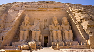four egyptian statue landmark HD wallpaper