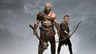 God of War game characters digital wallpaper
