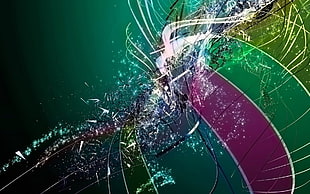 green, purple, and white swirl color digital illustration HD wallpaper