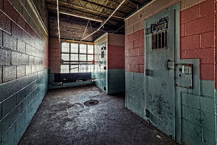 grey steel door, building, prisons HD wallpaper