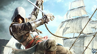 Assassin's Creed illustration, video games, Assassin's Creed, Assassin's Creed: Black Flag, Ubisoft HD wallpaper