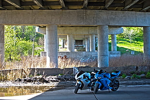 blue and white sports bike, cbr , Triumph Daytona, Triumph, motorcycle
