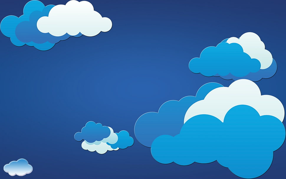 blue and white clouds painting HD wallpaper