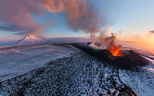 volcanic eruption, landscape HD wallpaper