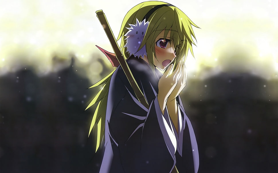 green haired female animated character HD wallpaper