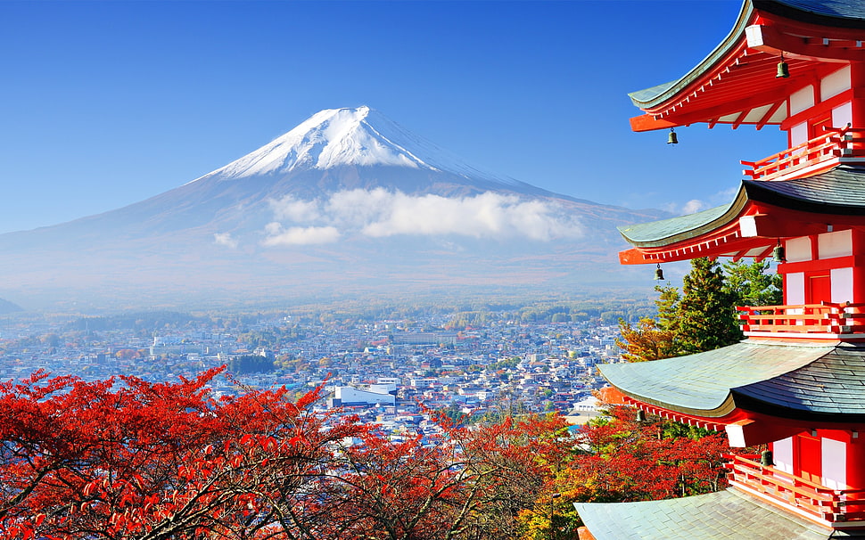 Mount Fuji, Japan, mountains, Mount Fuji, Asian architecture HD wallpaper