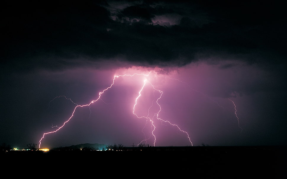 timelapse photo of lighting, lightning, storm, nature, landscape HD wallpaper
