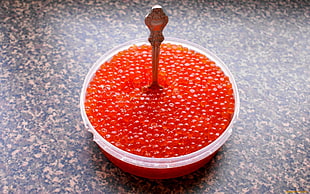 brown caviar with spoon