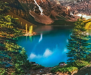 lake near mountain, nature, landscape, Moraine Lake, mountains HD wallpaper