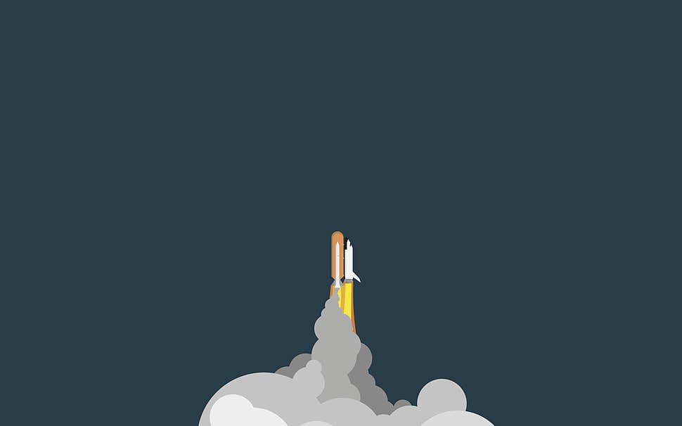 rocket launch illustration HD wallpaper