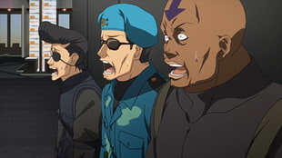 man in blue suit illustration, anime, Gun Gale Online , dark hair