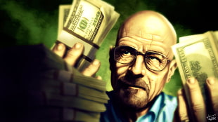 man holding 100 U.S dollar banknotes photo, Breaking Bad, Walter White, money