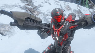 red and black Halo Spartan Super Soldier