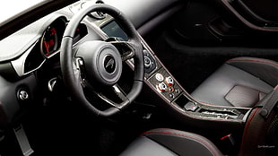 black and gray car steering wheel, McLaren MC4-12C, car interior HD wallpaper