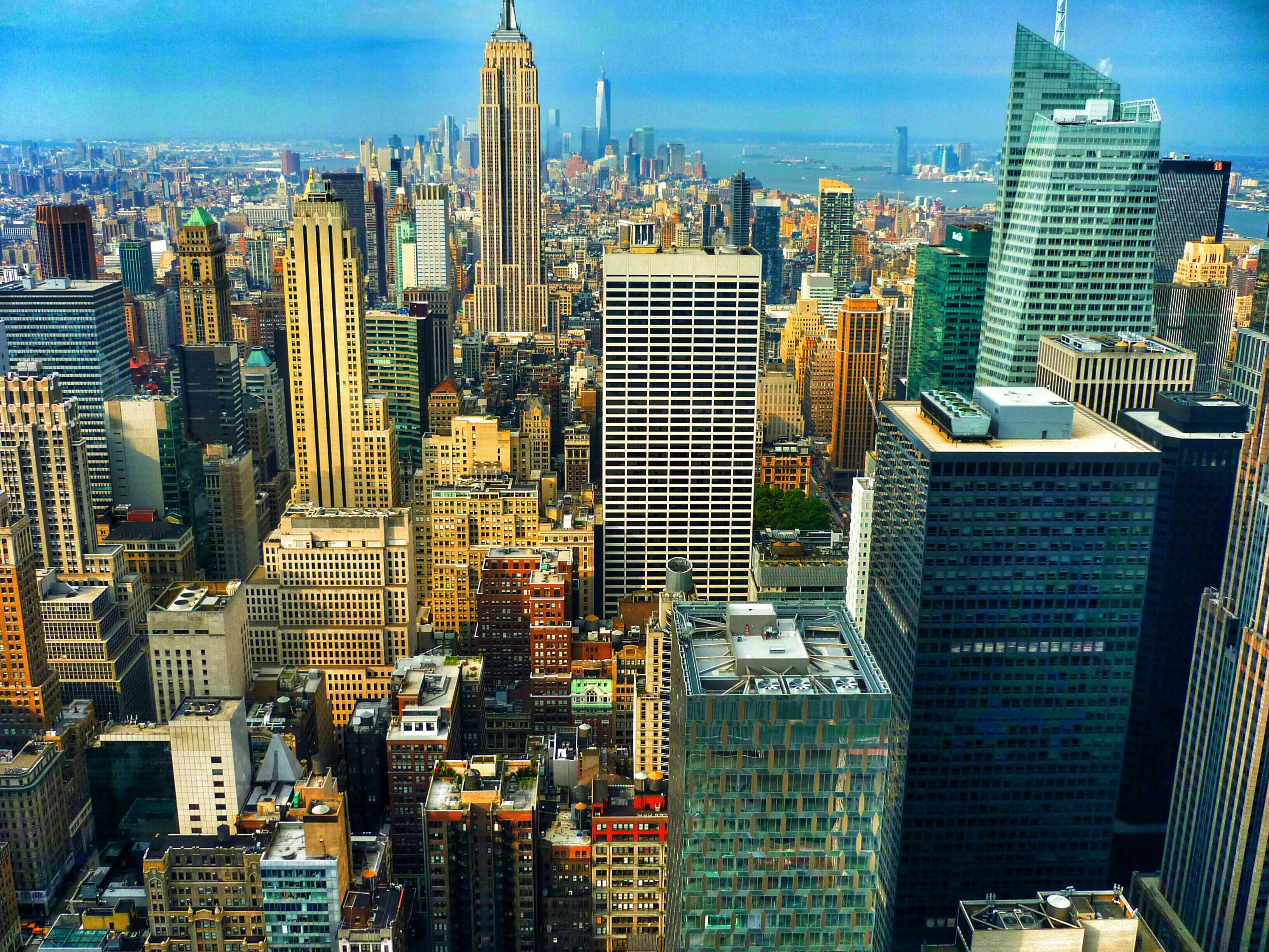 aerial view of high-rise buildings, New York City, Empire State Building, panoramas, Manhattan