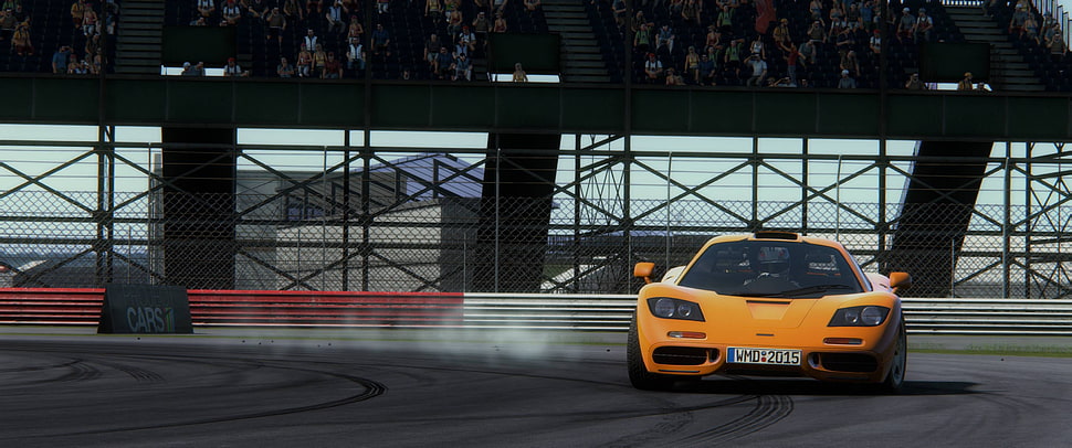 yellow racing car, McLaren F1, race tracks, car, Drifting HD wallpaper