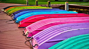assorted colors upside down boat photo HD wallpaper