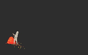 person sweeping leaves animated wallpaper, minimalism, simple, simple background, Halloween