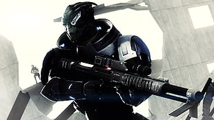 robot with gun illustration, Mass Effect, video games