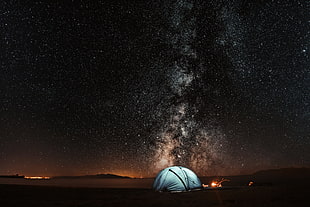 gray dome tent, Tent, Starry sky, Night