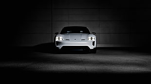 white sports car, Porsche Mission E Cross Turismo, Geneva Motor Show, 2018 HD wallpaper