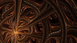 brown digital wallpaper, abstract, fractal, digital art