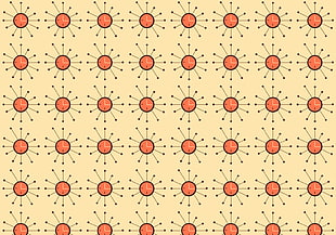 round orange and beige patter wallpaper