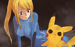 Pokemon Pikachu illustration, Pikachu, Samus Aran, anime, Pokémon