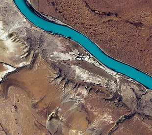 blue river, aerial view, river, nature HD wallpaper