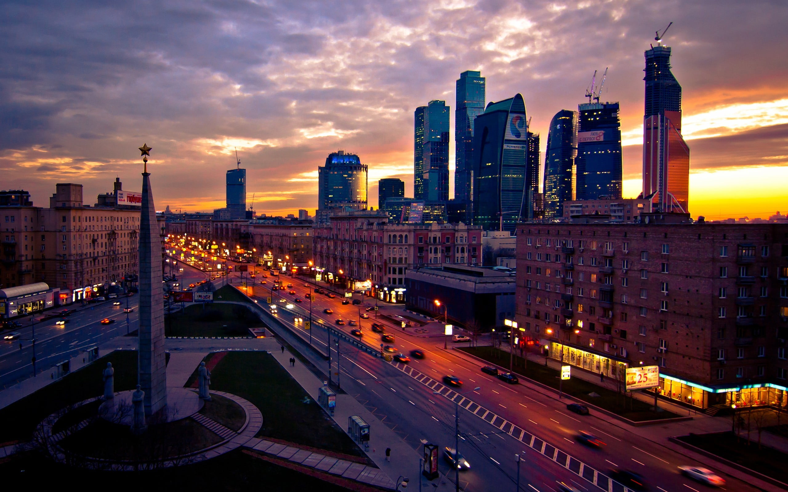 aerial view of high-rise building during sunset