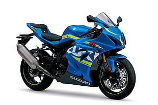 photo of blue Suzuki GSX-R 15 sport bike HD wallpaper